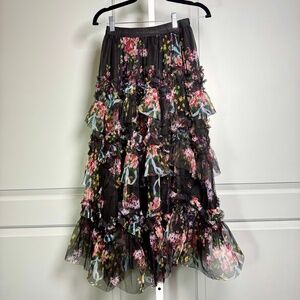 TABA Multi Layered Floral Maxi Skirt Sz M